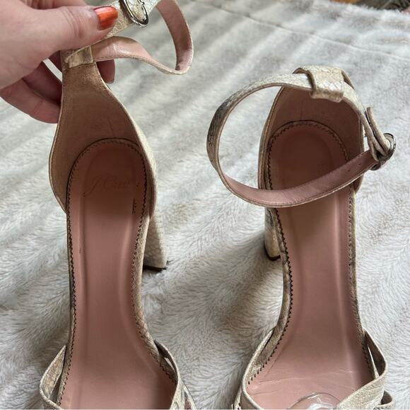 J. Crew Stella Snake Print Block Heel Sandals - Picture 6 of 8